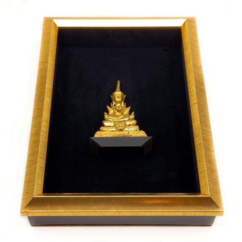 Cadre boîte américaine et son bouddha Ratanakosin Thaïlandais en bronze ancien