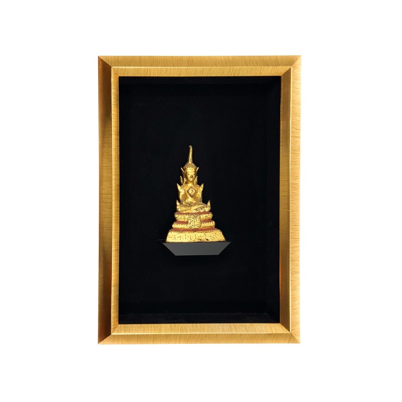 Cadre boîte américaine et son bouddha Ratanakosin Thaïlandais en bronze ancien