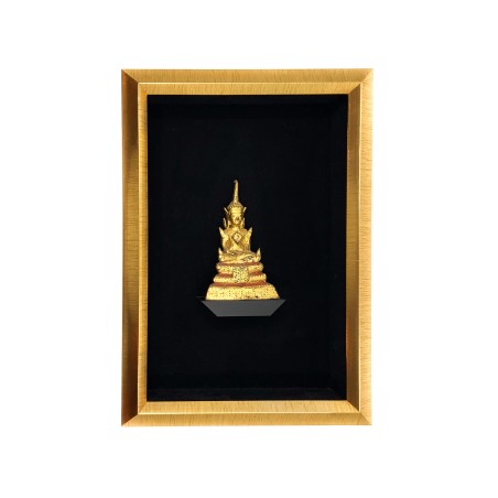 Cadre boîte américaine et son bouddha Ratanakosin Thaïlandais en bronze ancien