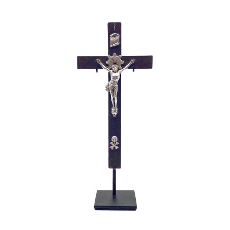 Mini crucifix en bois et métal vintage