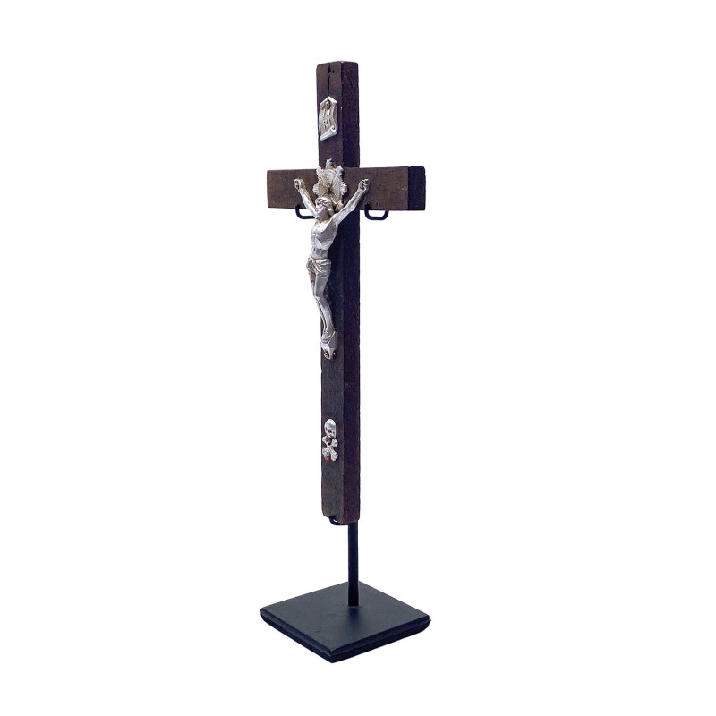 Mini crucifix en bois et métal vintage