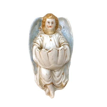 Mini bénitier à l'ange en porcelaine