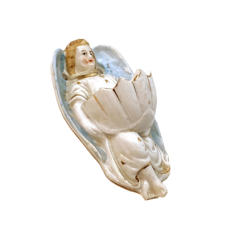 Mini bénitier à l'ange en porcelaine