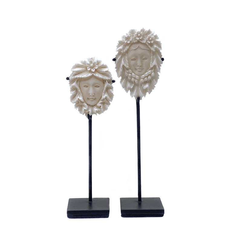 Duo de camés visages féminins aux fleurs