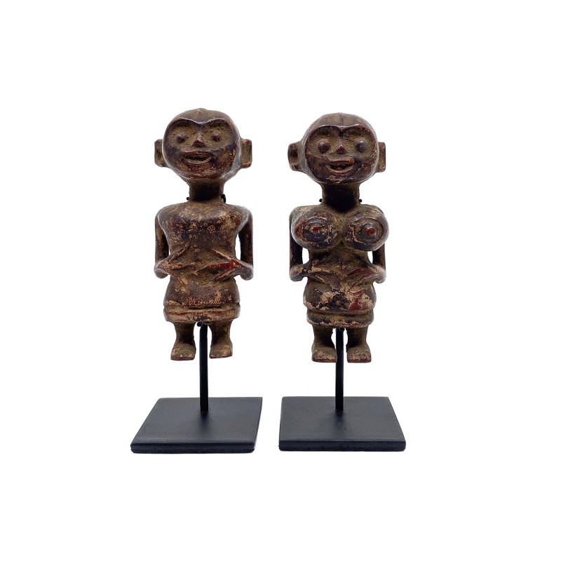 Statues paire d'amulettes  protectrices en bois Dayak île de Bornéo