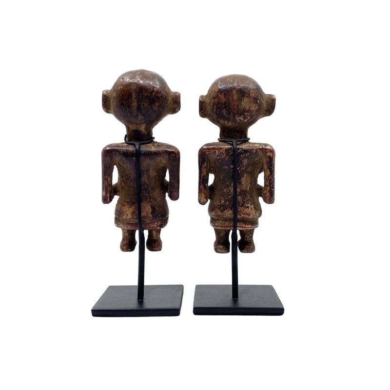 Statues paire d'amulettes  protectrices en bois Dayak île de Bornéo