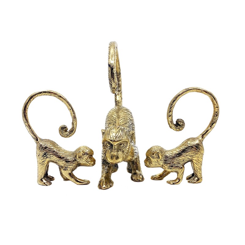 Famille singes en laiton doré