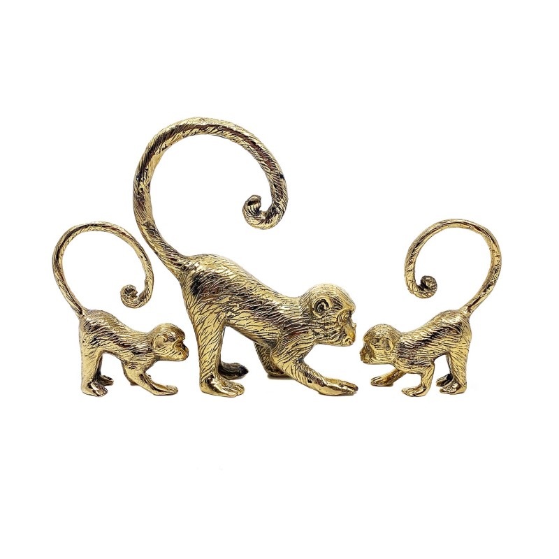 Famille singes en laiton doré