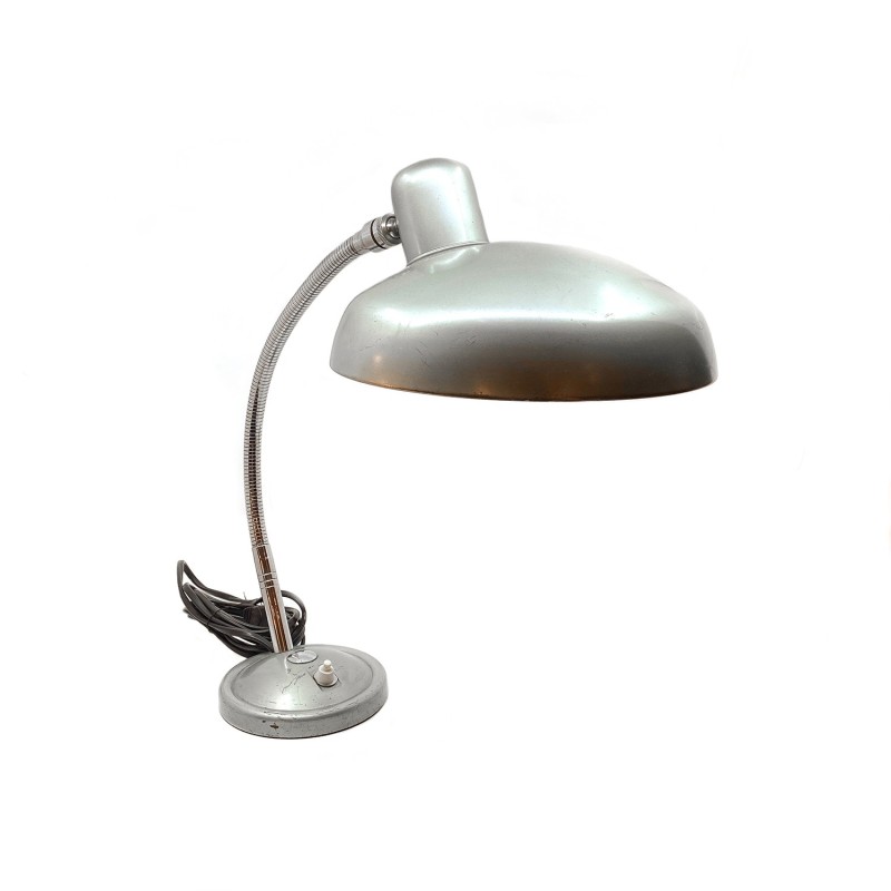 Lampe grise de bureau vintage, traces d'usure, années 1960