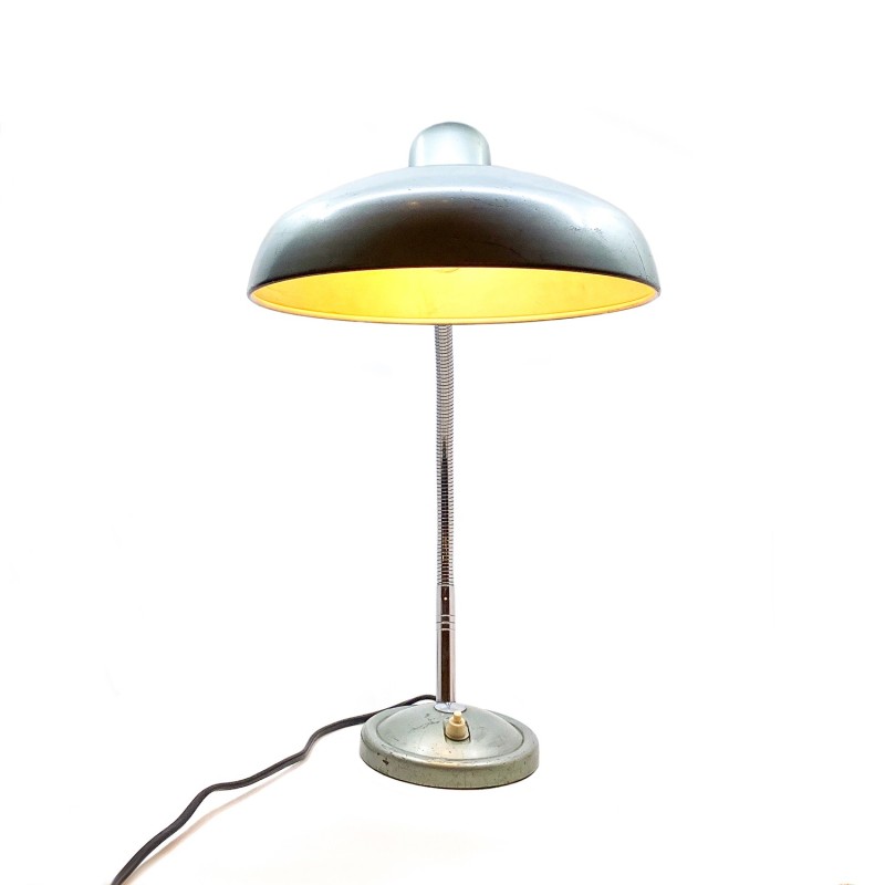 Lampe grise de bureau vintage, traces d'usure, années 1960