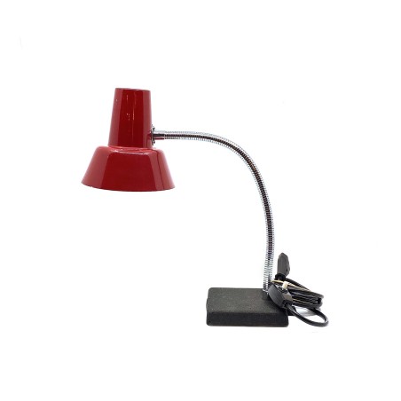 Lampe rouge de bureau vintage, tige flexible, années 1960