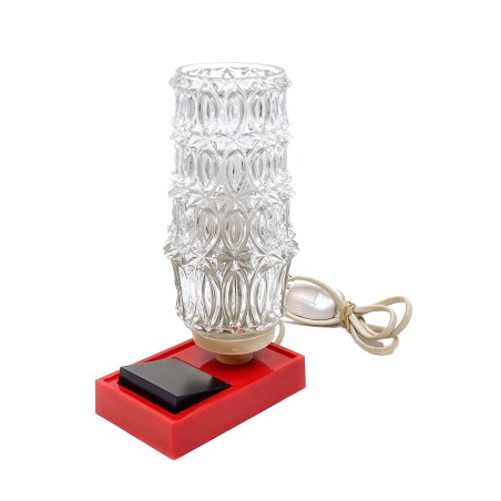 Lampe de chevet vintage, plastique et verre, années 1960-1970