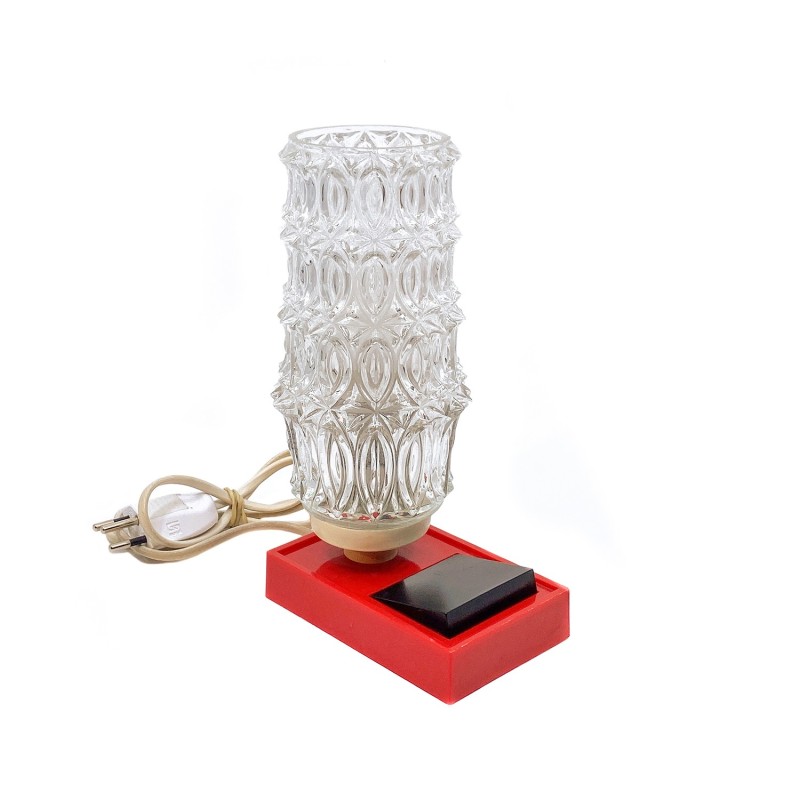 Lampe de chevet vintage, plastique et verre, années 1960-1970