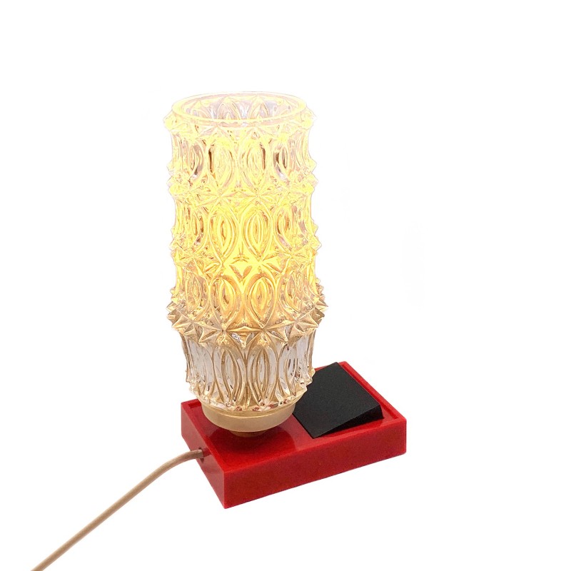 Lampe de chevet vintage, plastique et verre, années 1960-1970