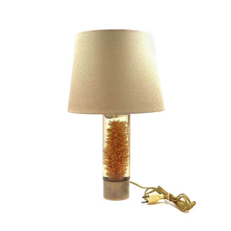 Lampe d'ambiance  vintage, métal et résine, abat-jour contemporain, années 1960