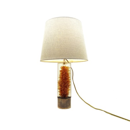 Lampe d'ambiance  vintage, métal et résine, abat-jour contemporain, années 1960