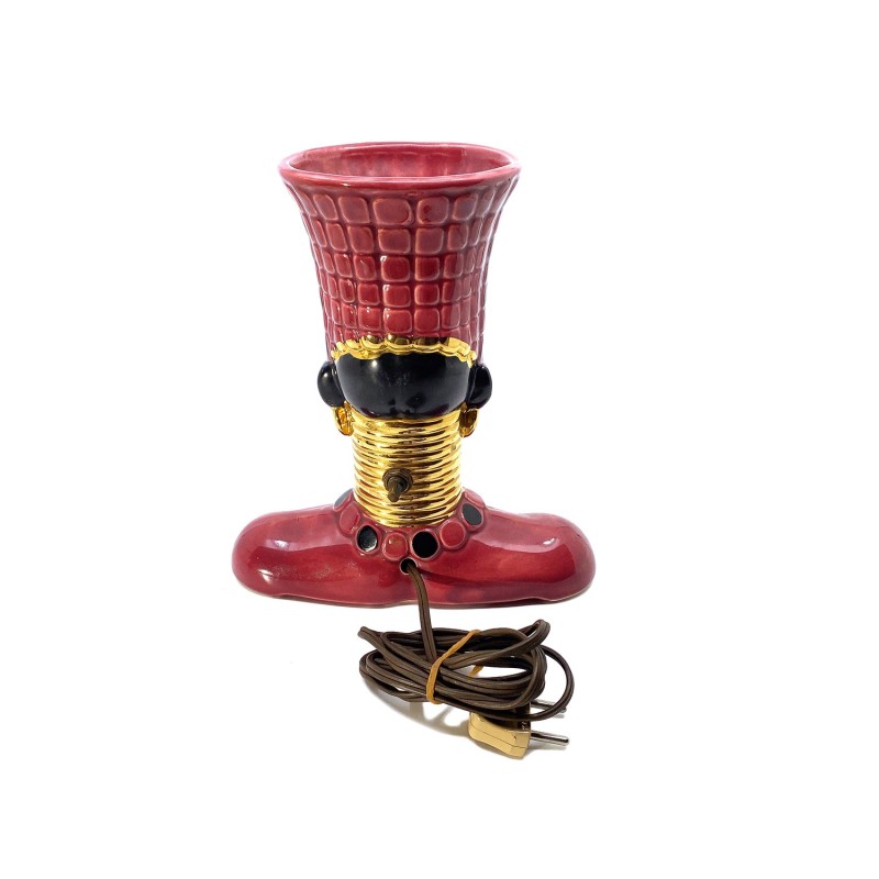 Lampe d'ambiance américaine, buste nubien,  porcelaine émaillée, années 1950