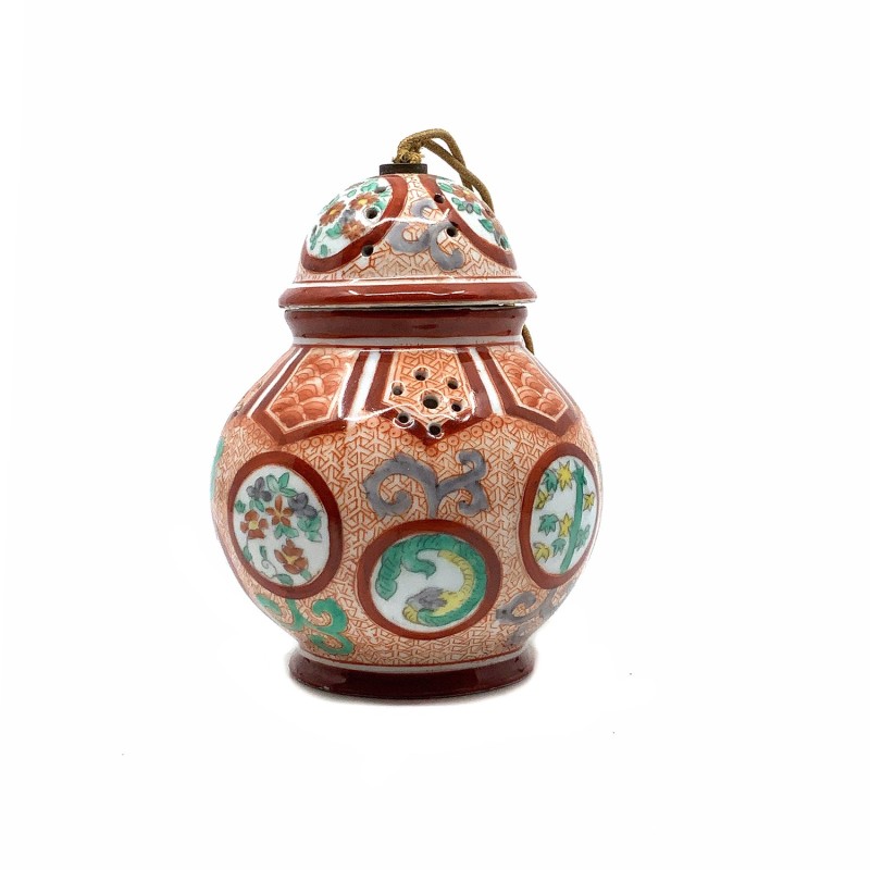 Lampe veilleuse aux motifs chinois, France, porcelaine émaillée, années 1930-1940