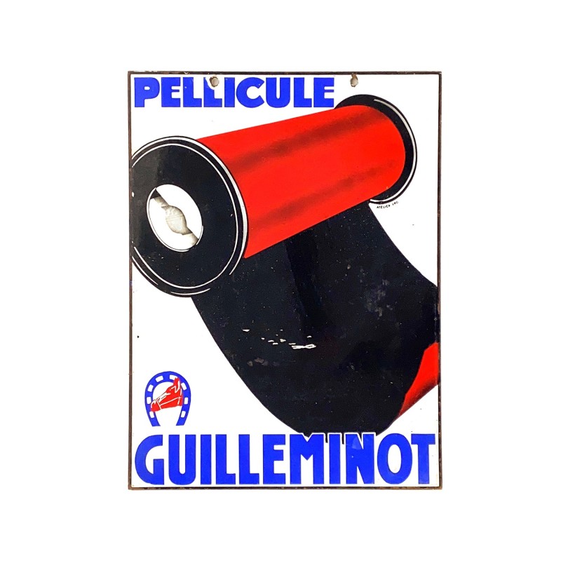 Plaque émaillée, pellicule Guillemot, Atelier Pro. double-face
