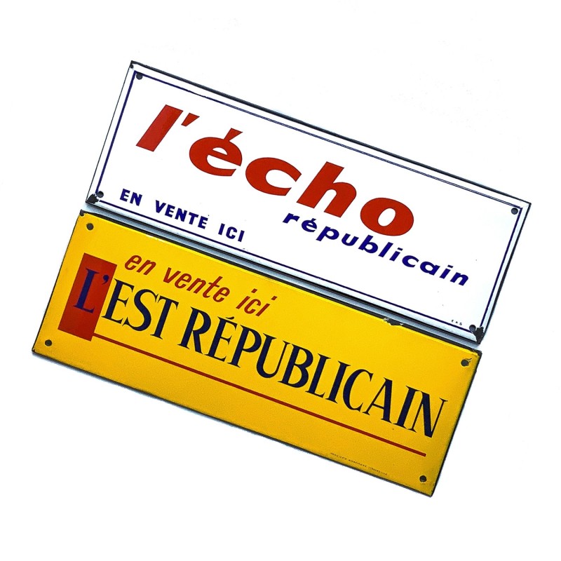 Plaques émaillées publicité pour quotidiens français, années 1950, EAS