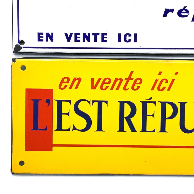 Plaques émaillées publicité pour quotidiens français, années 1950, EAS