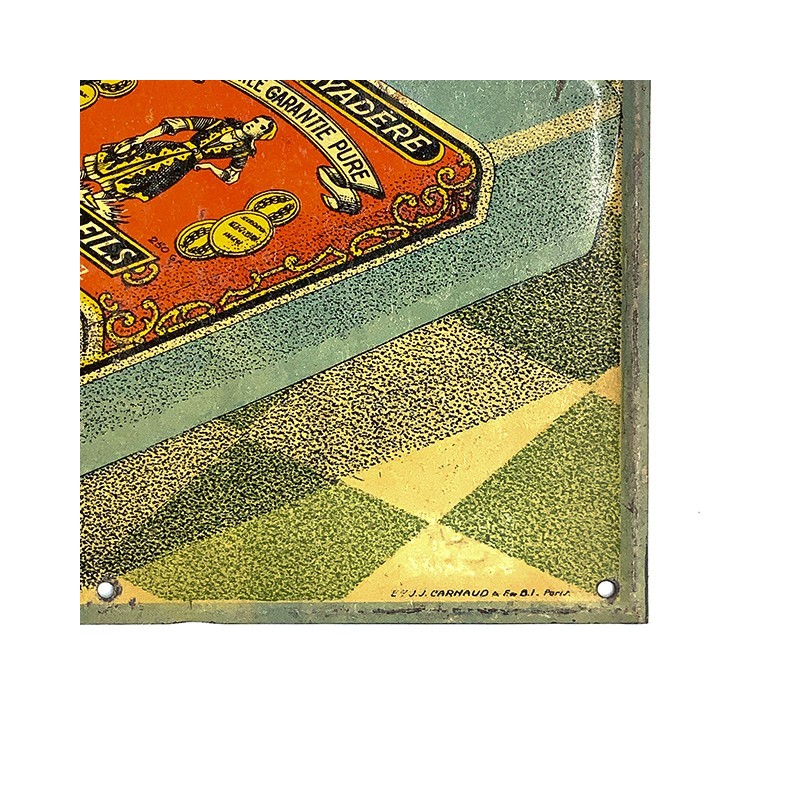 Tôle publicitaire vintage, métal repoussé imprimé, chicorée Williot, La Bayadère, Ets.J.J.Carnaud