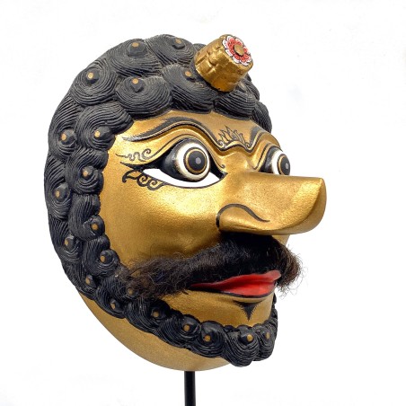 Masque javanais  Wayang Topeng  contemporain en bois sculpté peint