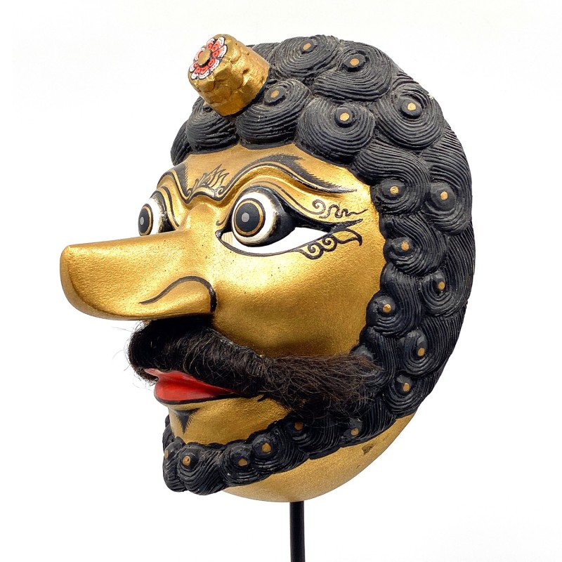 Masque javanais  Wayang Topeng  contemporain en bois sculpté peint