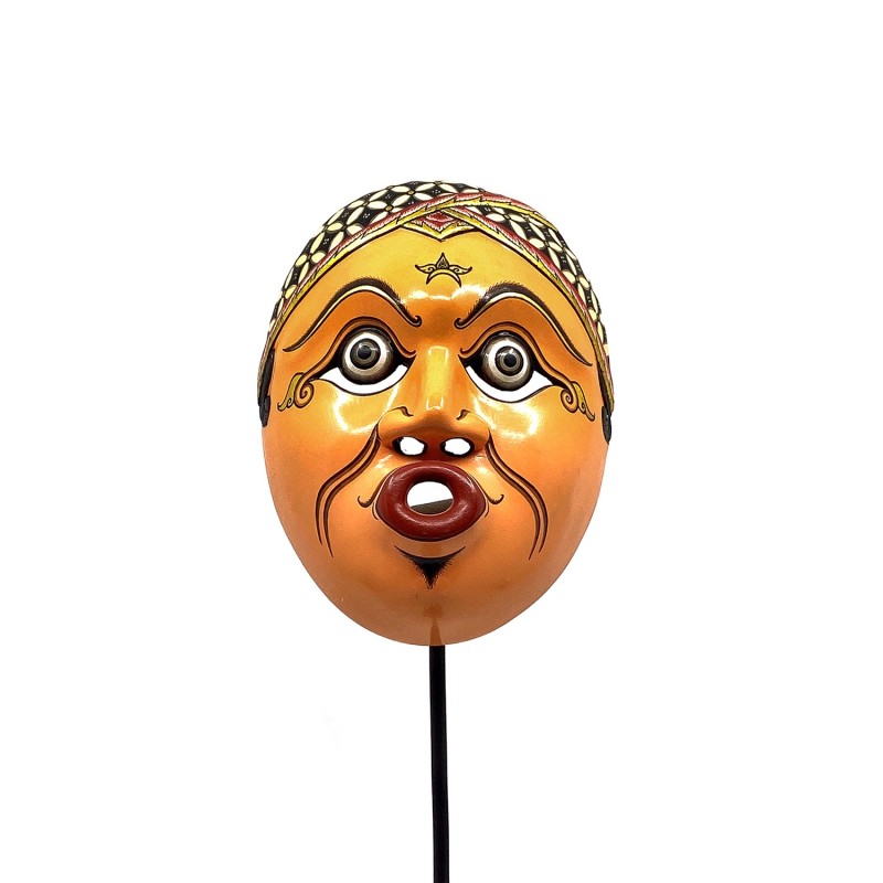 Masque javanais  Wayang Topeng  rose contemporain en bois sculpté peint