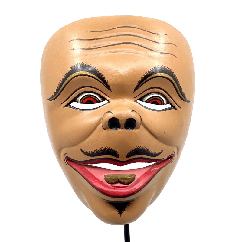Masque javanais  Wayang Topeng  personnage nommé Semar contemporain en bois sculpté peint