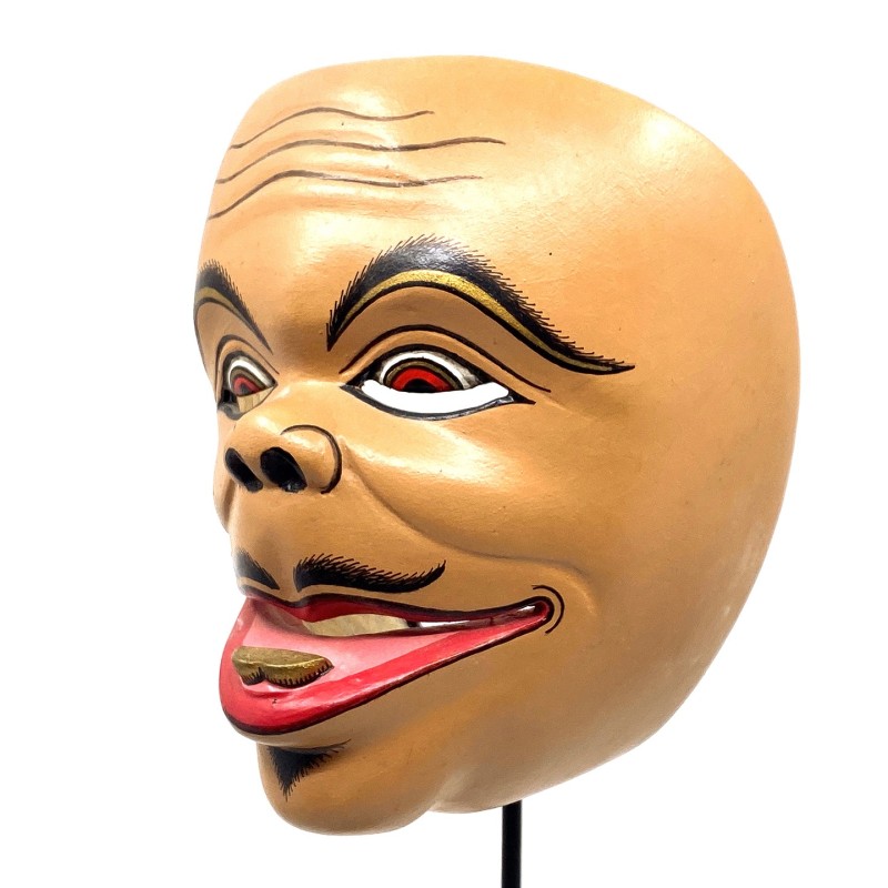 Masque javanais  Wayang Topeng  personnage nommé Semar contemporain en bois sculpté peint