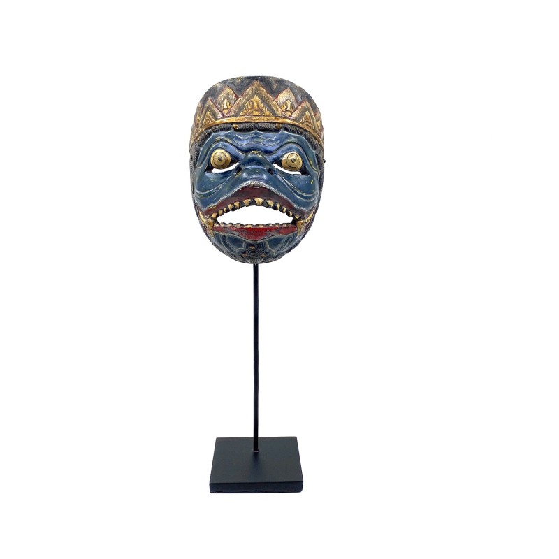 Masque javanais  Wayang Topeng  ancien, personnage Anila Hanuman, dieu singe, en bois sculpté peint