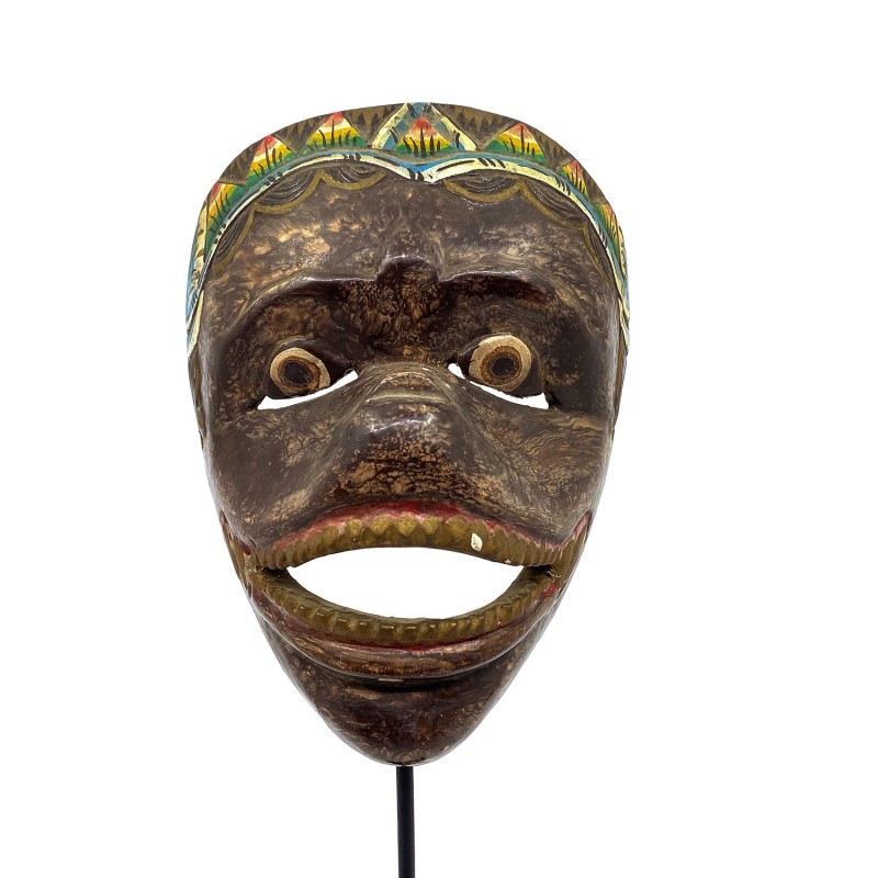 Masque javanais  Wayang Topeng  ancien, Hanuman Dieu singe, en bois sculpté peint
