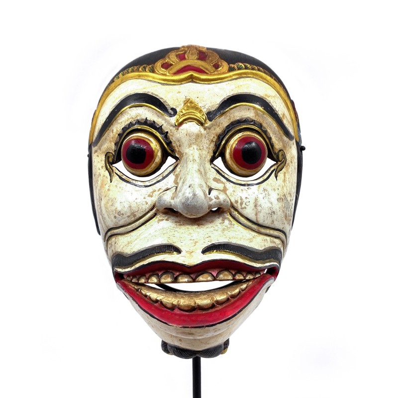 Masque javanais  Wayang Topeng  ancien, personnage  d'Hanuman, en bois sculpté peint