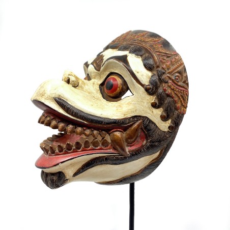 Masque javanais  Wayang Topeng  ancien, personnage  d'Hanuman, en bois sculpté peint