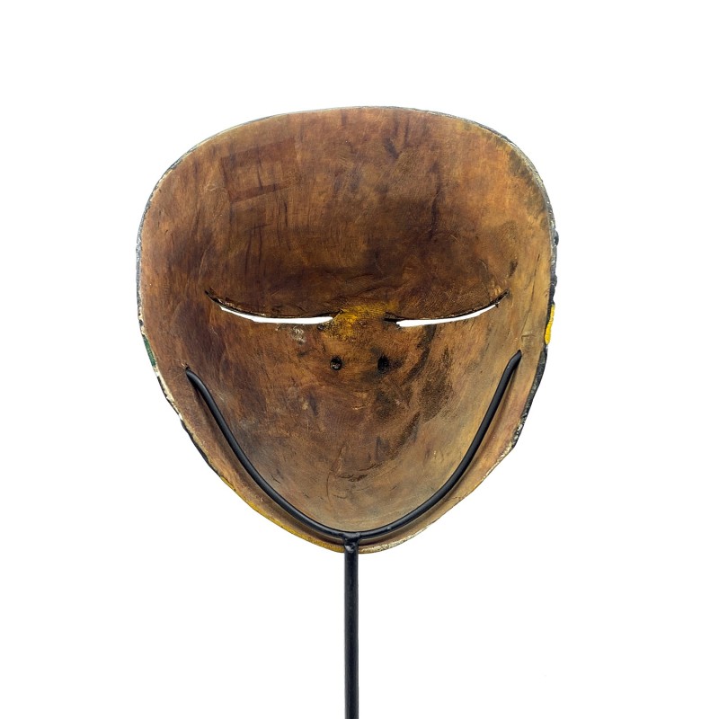 Masque javanais  Wayang Topeng  ancien, personnage jaune, en bois sculpté peint